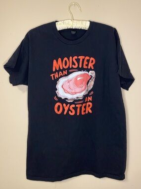 Moister Than An Oyster Black Graphic Tee